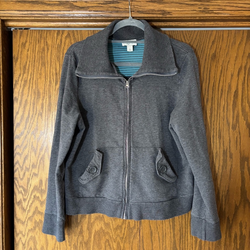 LOFT Charcoal Bomber Jacket